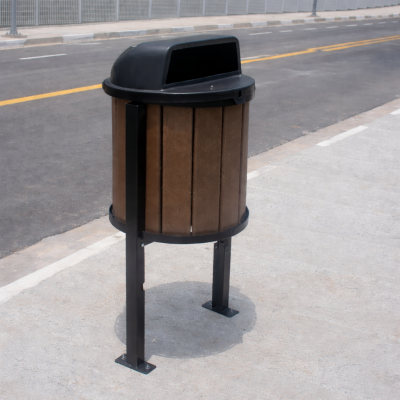 LIXEIRA MADEIRA PLÁSTICA COM SUPORTE 